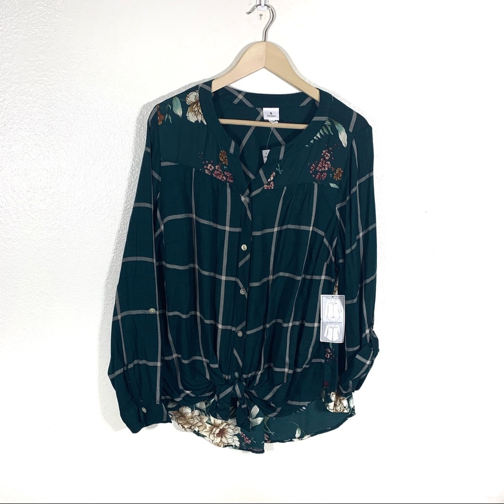 Dress Barn Forest Green Floral Top Size Sz 2X NWT